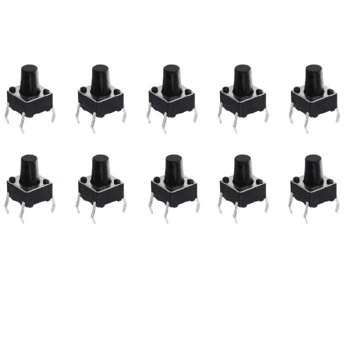 4-Pins DIP Momentary Square Tactile Push Button Switch 10 Pieces - 6x6x8mm