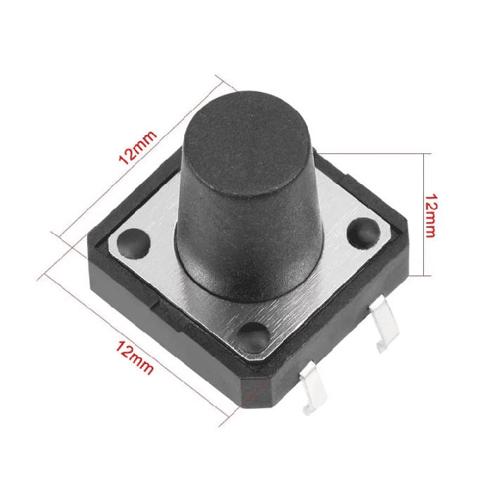 4-Pins DIP Momentary Square Tactile Push Button Switch 5 Pieces - 12x12x12mm