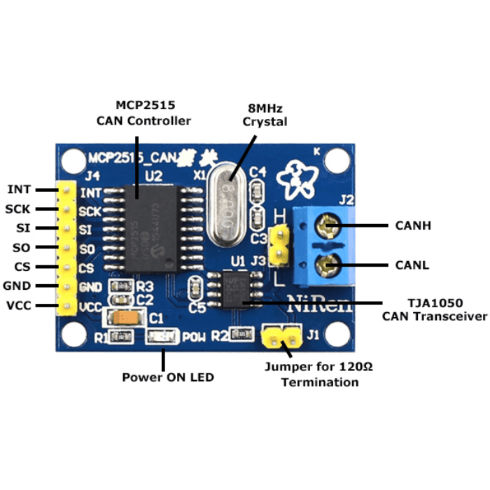 MCP2515 Can Bus Module Board TJA1050 Receiver SPI for 51 MCU Arm Controller