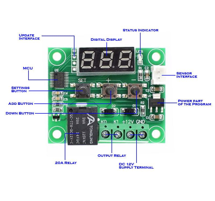 W1209 Digital Temperature Controller Thermostat Module