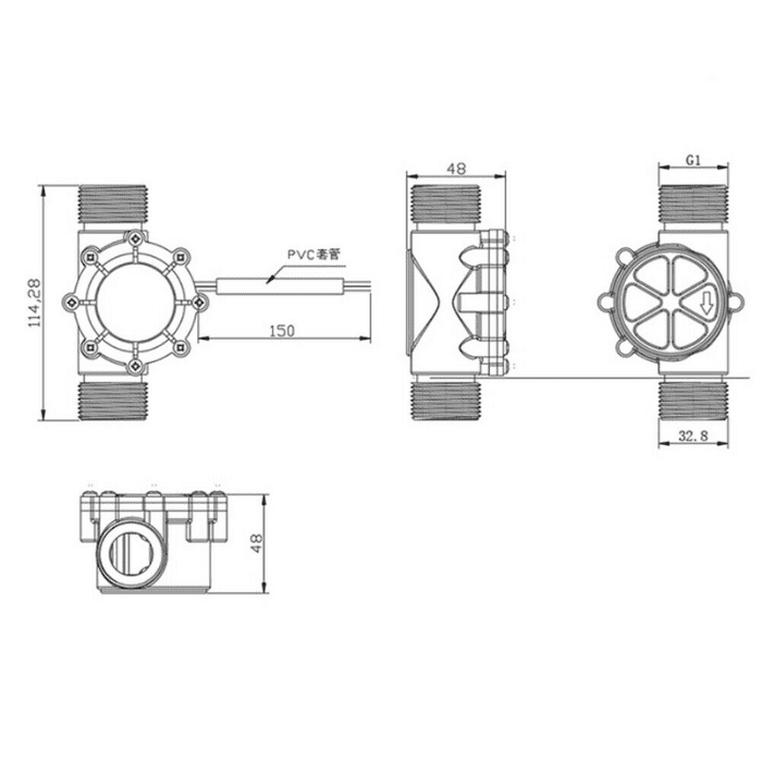 1 Inch Water Flow Sensor YF-G1 DN25