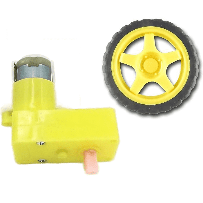 Single Shaft L-Shaped 60 RPM BO Motor with 65X25mm Wheel - 2 Sets