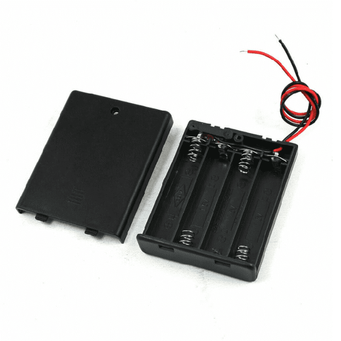 4 x 1.5V AA battery holder with cover and On/Off Switch