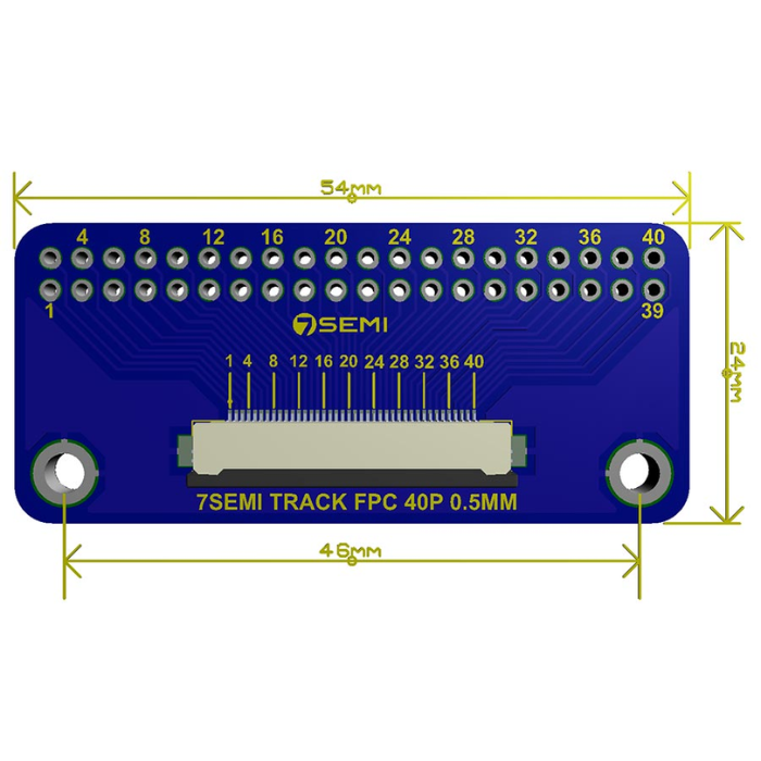 0.5mm FFC FPC Connector Breakout Board (40 Pin) -7Semi