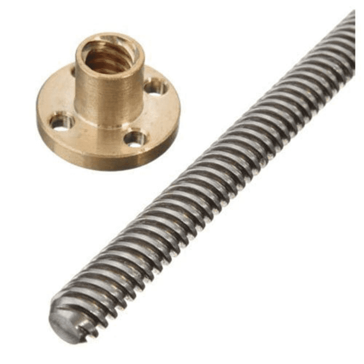 200mm Trapezoidal 4 Start Lead Screw 8mm Thread 2mm Pitch Lead Screw with Copper Nut