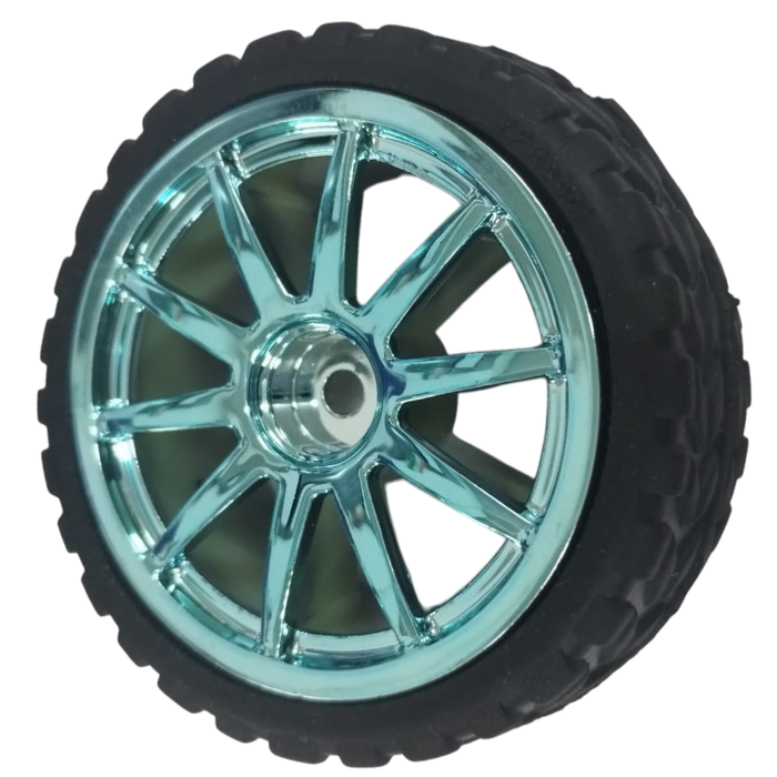 65mm Robot Smart Car Rubber Wheel Light Blue Color