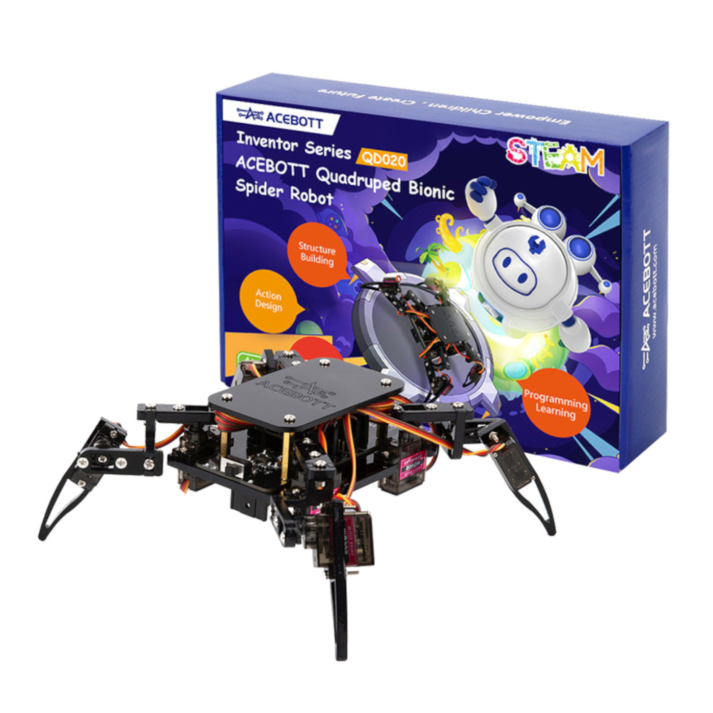 ACEBOTT ESP8266 Quadruped Bionic Spider Robot kit with Arduino IDE/ACECode(Scratch)