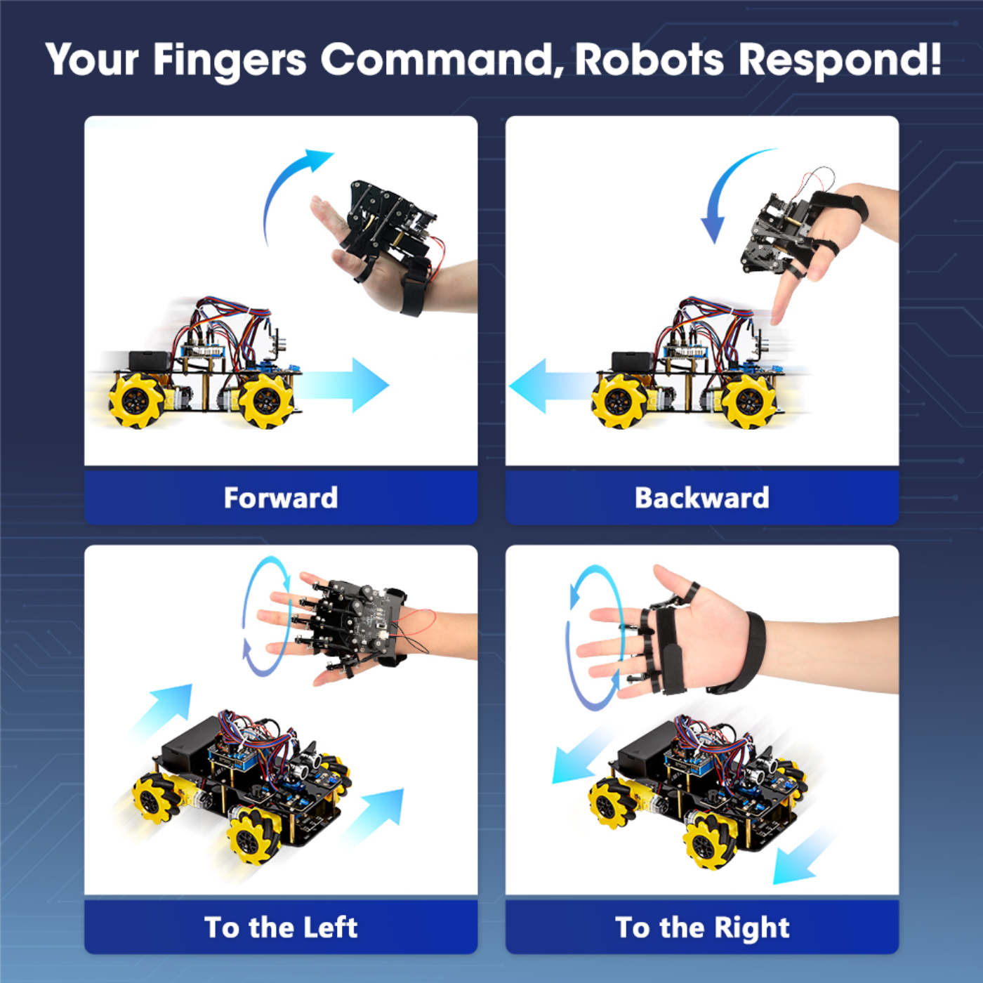 ACEBOTT QD023 Motion-Sensing Glove with Encoders & Accelerometer & Enhanced ESP32 Controller