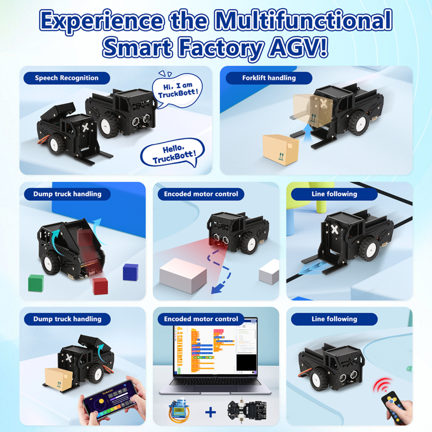 ACEBOTT QE032 TruckBott Smart Car Kit with ESP32 Controller Supports Arduino, ACECode & Python | STEM Classroom & Home Education – Year 5 Level 2