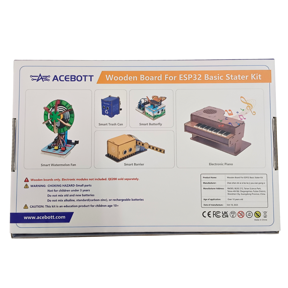 ACEBOTT QE201 Wooden Board for ESP32 Basic Starter Kit (Expansion Pack)