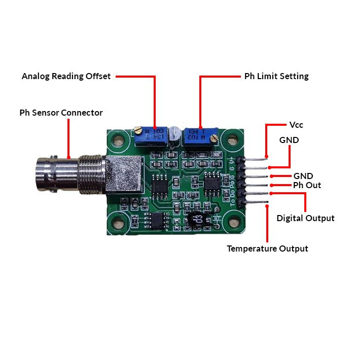 Analog pH Sensor Electrode with Amplifier Circuit