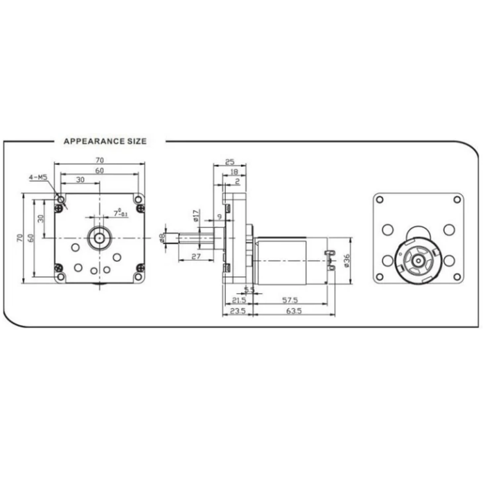 DC Rectangle Gear motor 12V 300 RPM with High Torque