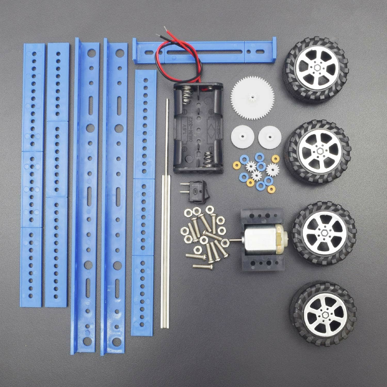 DIY Blue Electric 4-wheel Drive Car Model
