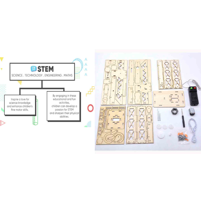 DIY Wooden Crane Tower Science Experimental Stem Kit for Kids