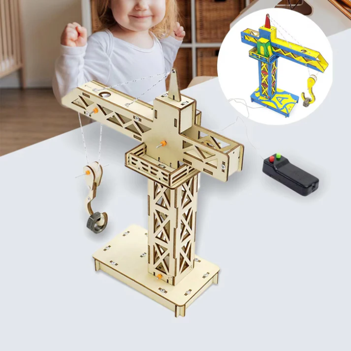DIY Wooden Crane Tower Science Experimental Stem Kit for Kids