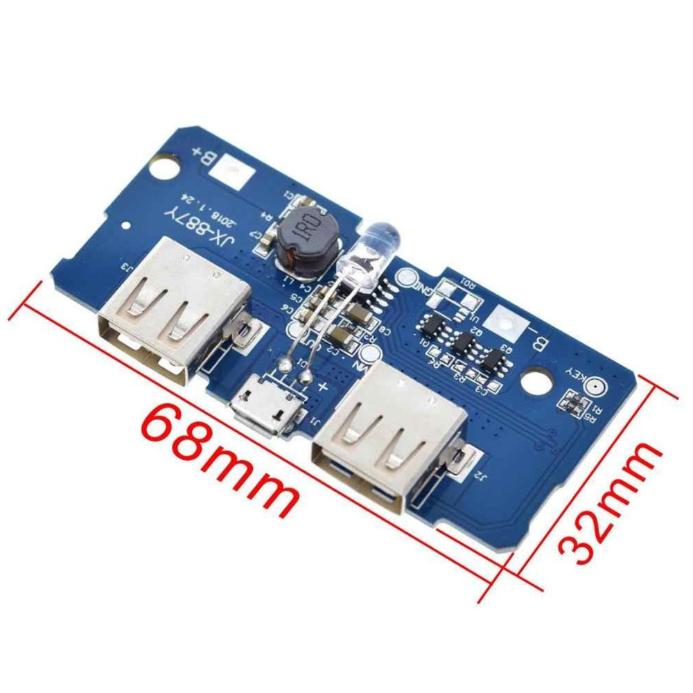 Dual Micro USB 18650 LiPo DIY Power Bank Module (3.7V to 5V, 2A Output)