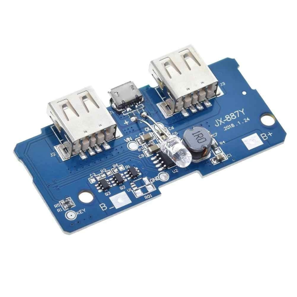 Dual Micro USB 18650 LiPo DIY Power Bank Module (3.7V to 5V, 2A Output)