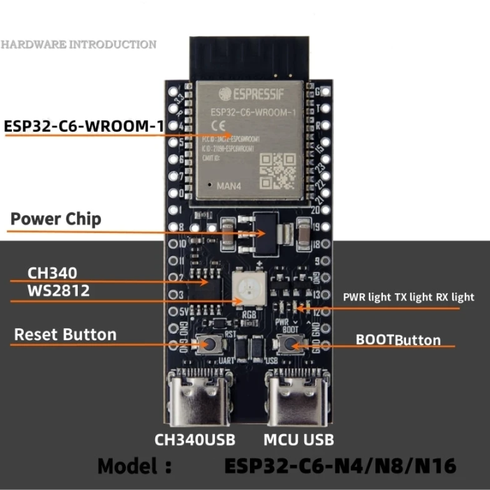 Espressif ESP32-C6-DevKitC-1-N8 Development Board