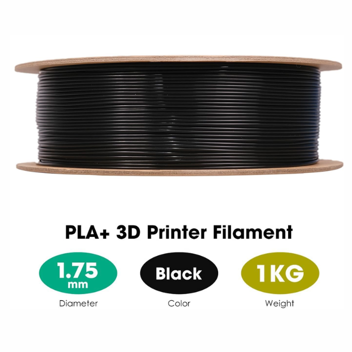 eSUN 1.75mm PLA+ 3D Printing Filament Black Color - 1kg