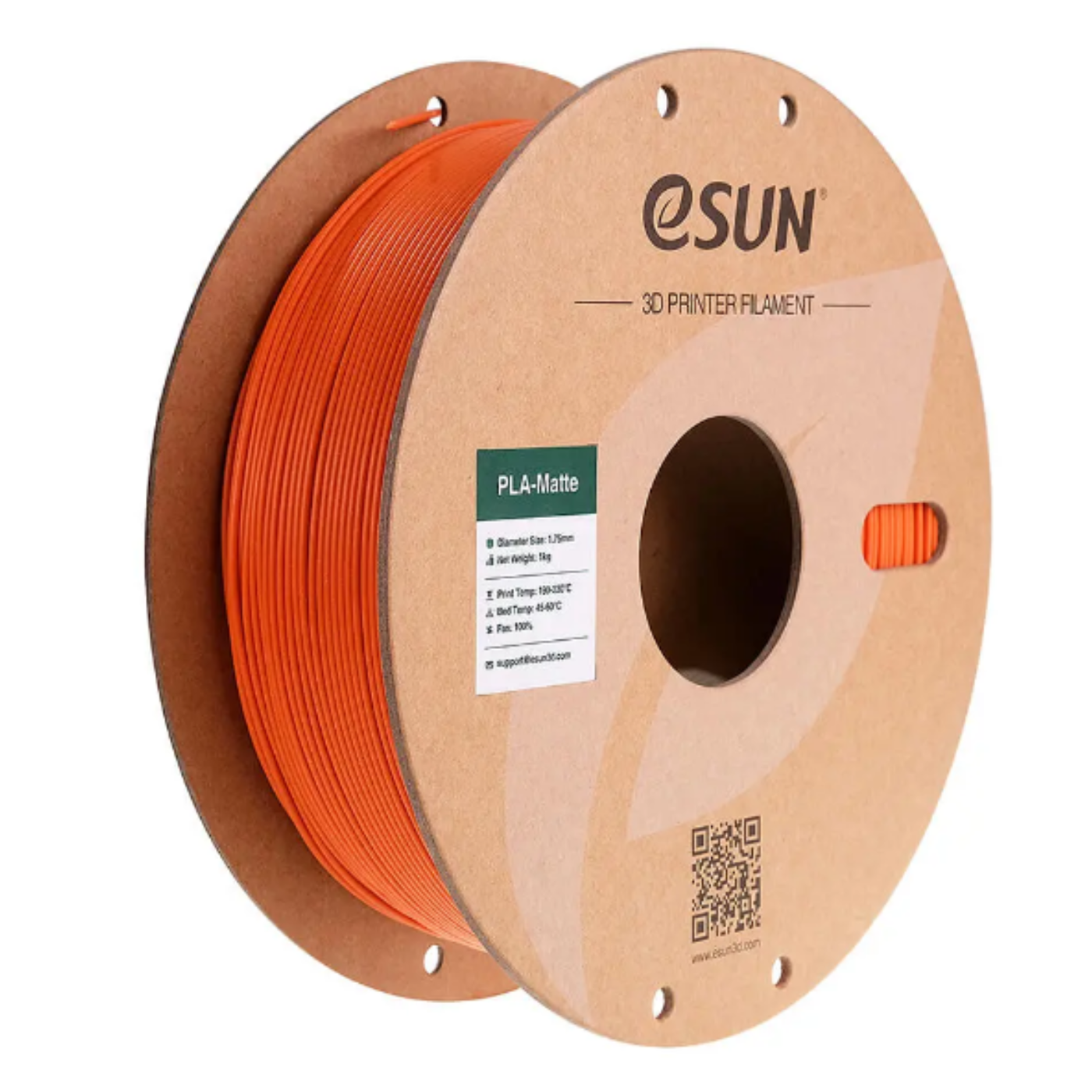 eSun PLA-Matte Filament 1.75mm 1kg Paper Roll Tangerine Color