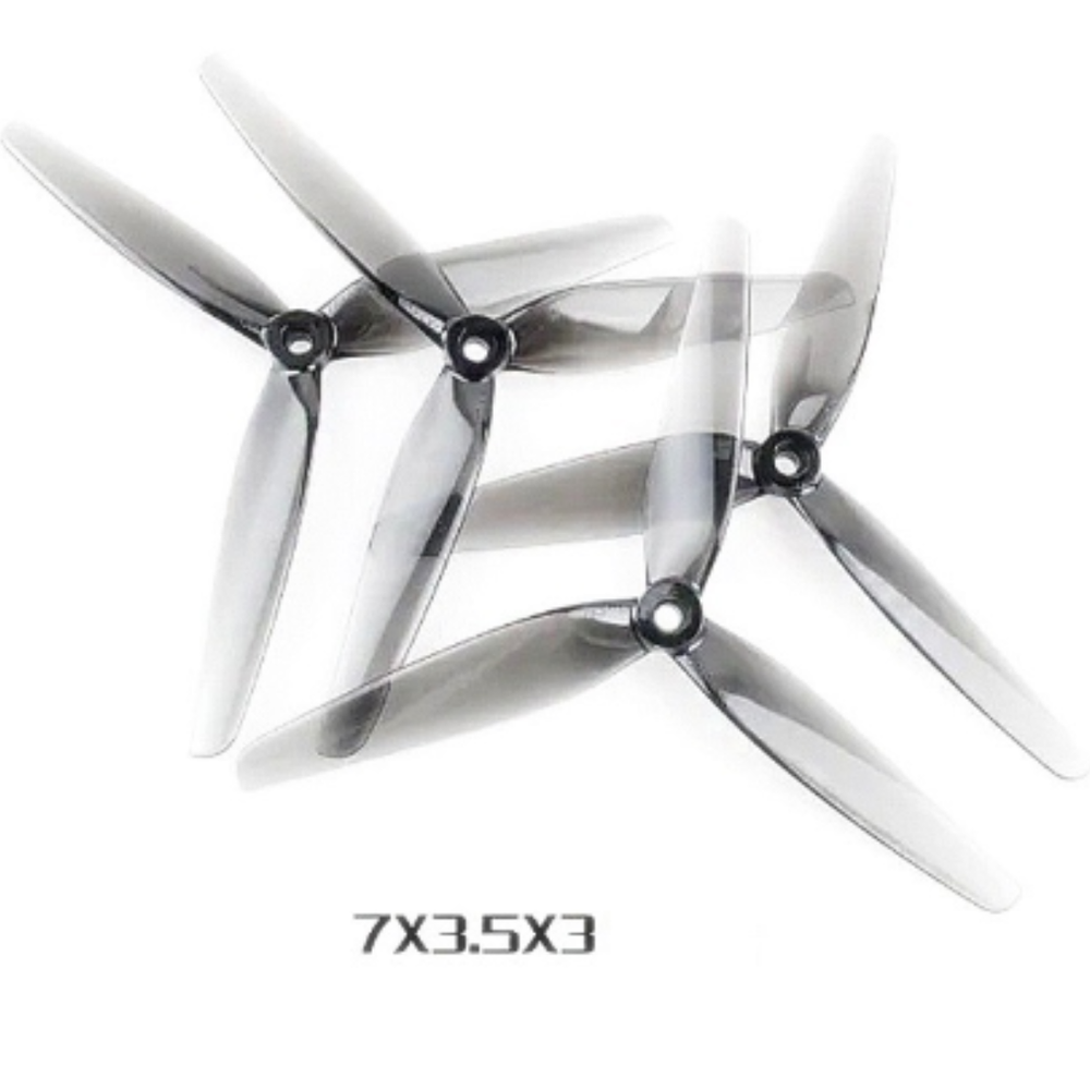 HQProp 7X3.5X3 Light Grey (2CW+2CCW)-Poly Carbonate Triblade Propeller