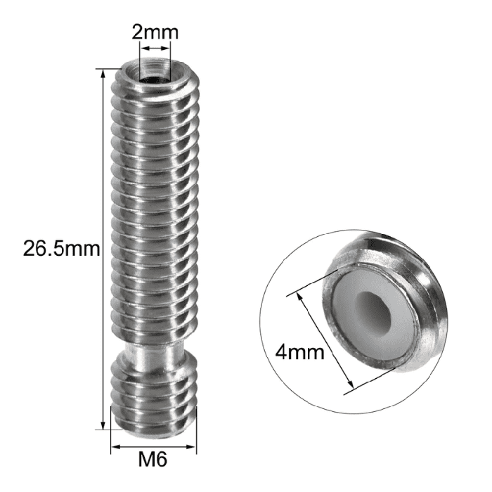 Iotcart V5 Heat Break Hotend Throat with Teflon Tube for 1.75mm Filament - 3D Printer Upgrade