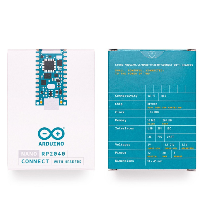 Official Arduino Nano RP2040 Connect Development Board with Header - ABX00053