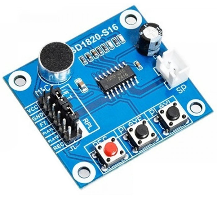 ISD1820 3-5V Voice Recording & Playback Module with Mic & 0.5W Speaker - Arduino Compatible