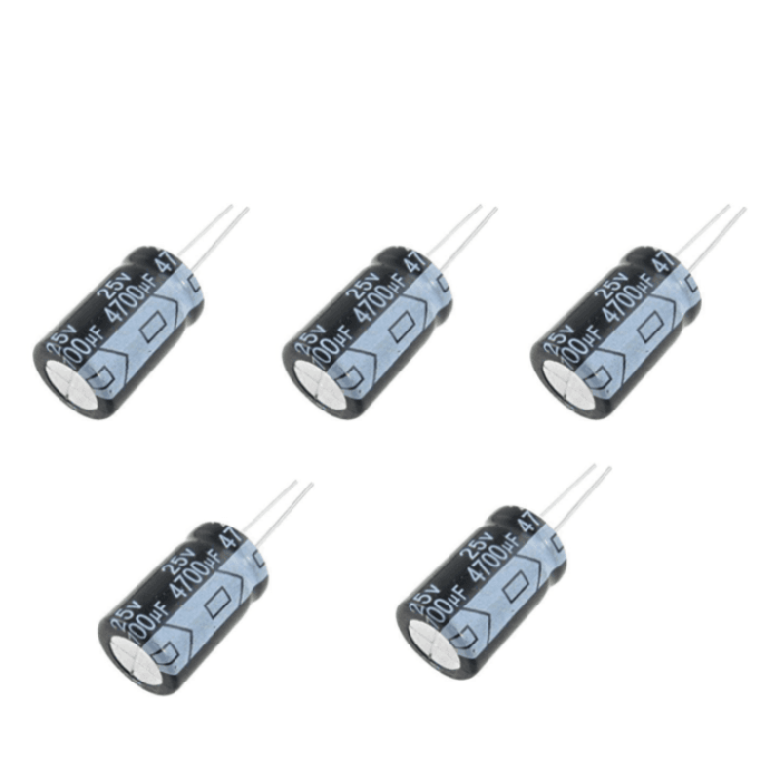 Iotcart 4700uF 25V Electrolytic Capacitor Pack of 5 - Power Filtering for DC Circuits
