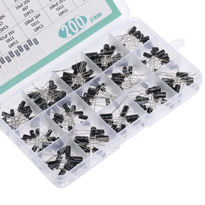 15 Value Electrolytic Capacitor Kit with Box 200PC