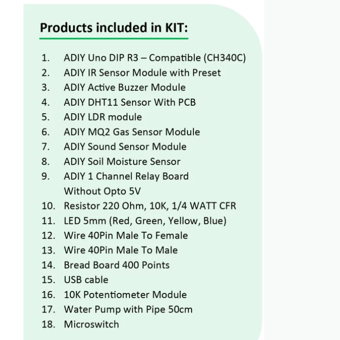 ADIY Uno R3 Kit with 18 Sensors - Arduino Compatible - Buy Online in India