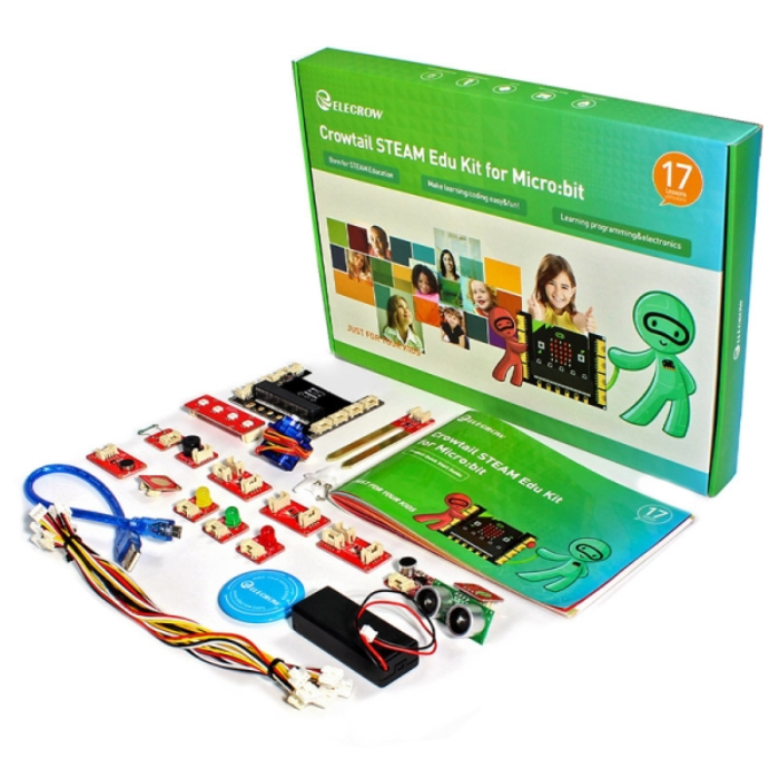 ELECROW Crowtail STEAM Edu Kit for Micro:bit - 12 Modules, MakeCode/Python Compatible