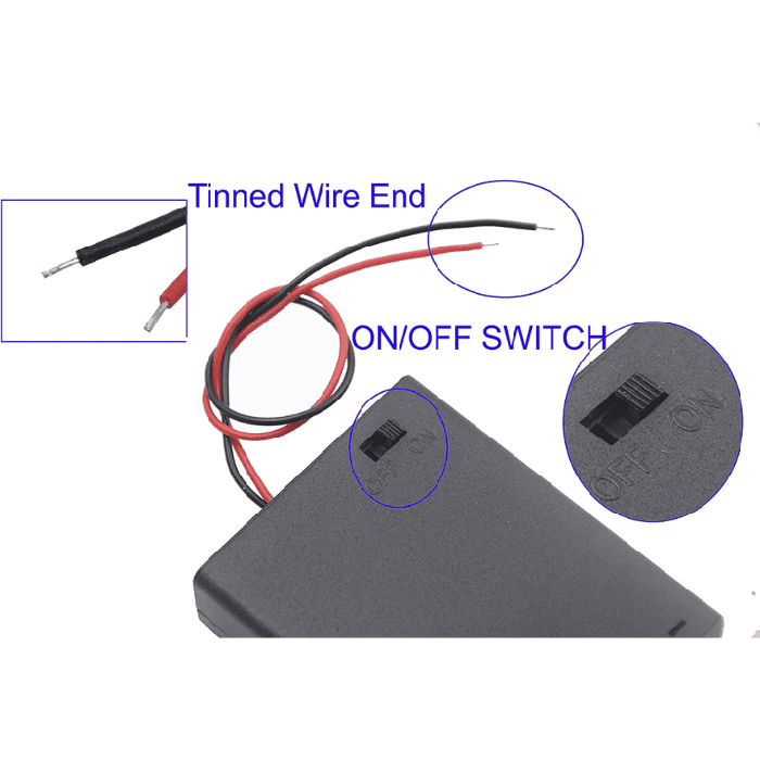Iotcart SES-P-1128 6V AA Battery Holder with Switch - Power for Arduino & Raspberry Pi