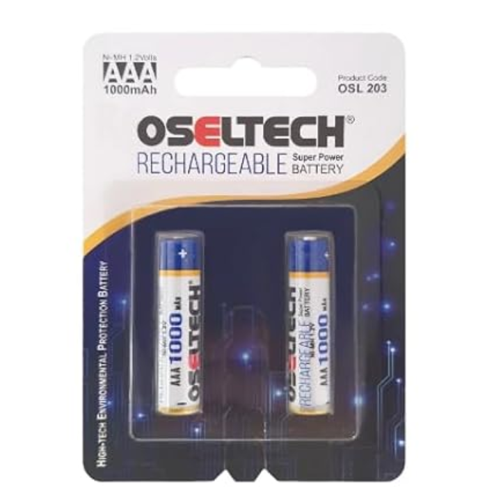 Iotcart 1000mAh AAA Rechargeable Battery 1.2V (Pack of 2) - High-Capacity NiMH for Electronics