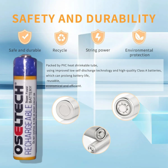 Iotcart 1000mAh AAA Rechargeable Battery 1.2V (Pack of 2) - High-Capacity NiMH for Electronics