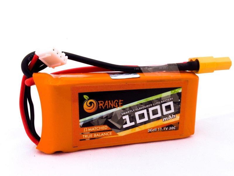 Orange 11.1V 1000mAh LiPo Battery Pack for RC Drones & DIY Projects - Buy in India
