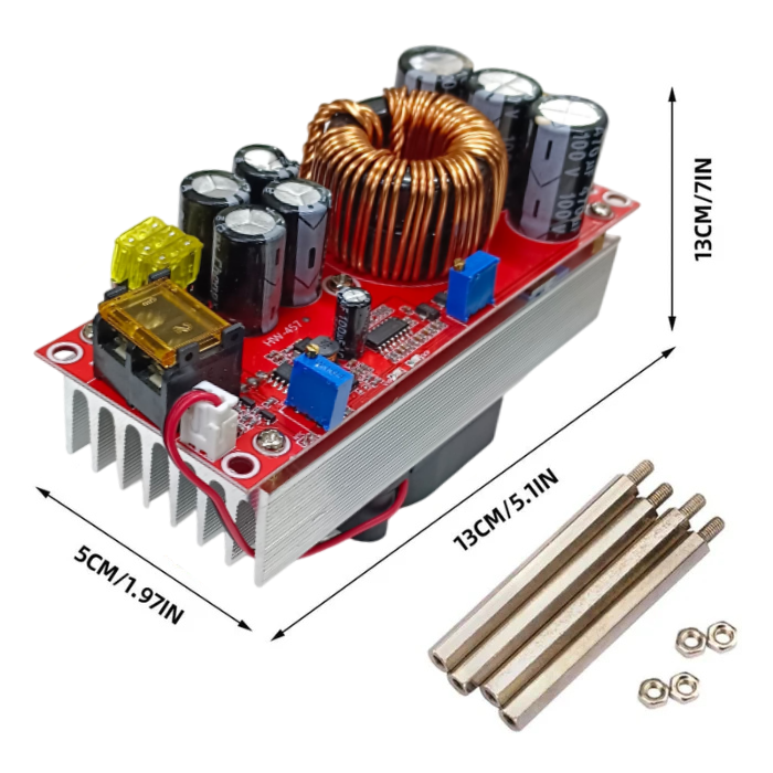 Iotcart SES-P-1324 1800W 40A DC-DC Step-Up Module - Adjustable Power Supply for Solar & Battery Charging