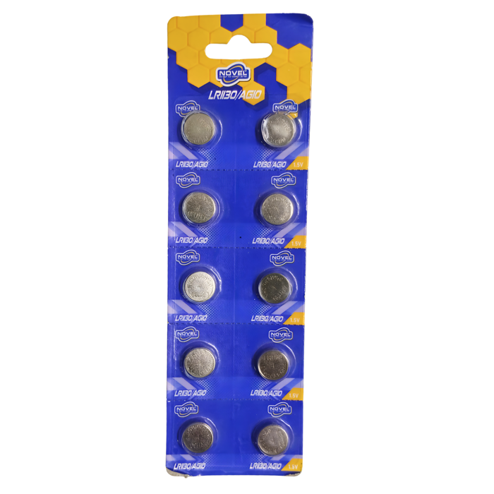 NOVEL LR1130/AG10 1.5V Button Cell Battery (Pack of 10) - Reliable Power for Watches & Medical Devices