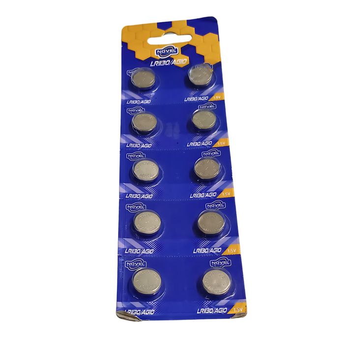 NOVEL LR1130/AG10 1.5V Button Cell Battery (Pack of 10) - Reliable Power for Watches & Medical Devices