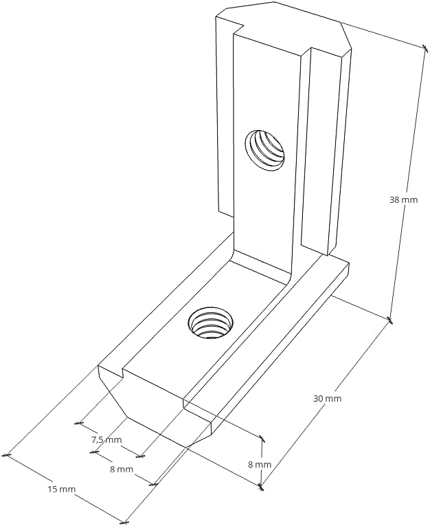 T Slot L Type 90 Degree Aluminum Profile Accessories Interior Joint Inside Corner Connector Bracket for 3030 series with M6x8 Screw (8mm)