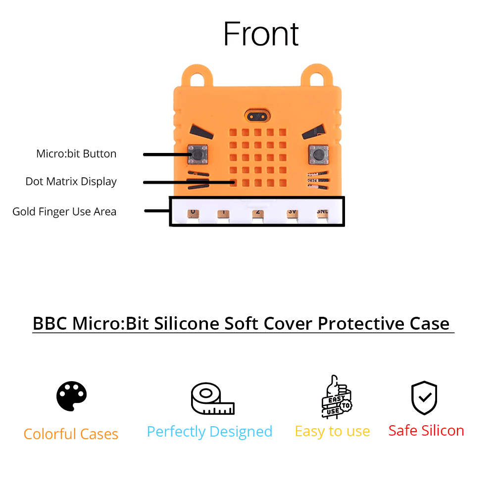 BBC Micro:Bit Silicone Soft Cover Protective Case (Orange) for Micro:Bit V1 & V2