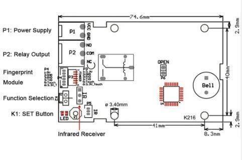 Iotcart R300 UART Capacitive Fingerprint Sensor Module - Biometric Access Control
