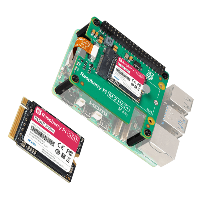 Official Raspberry Pi SSD Kit 256GB NVMe M.2 HAT+ - Boost Raspberry Pi 5 Performance
