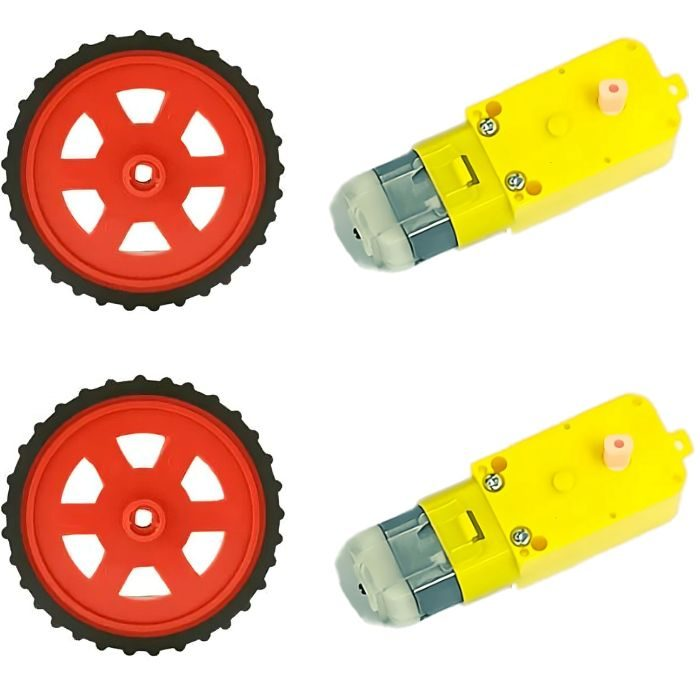Red BO Motor Wheel +100 RPM Single Shaft BO Motor - Set of 2