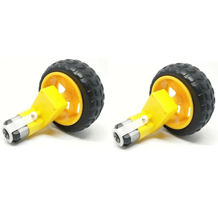 Single Shaft L-Shaped 60 RPM BO Motor with 65X25mm Wheel - 2 Sets