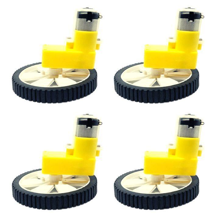 Single Shaft L-Shaped 60 RPM BO Motor with Wheel - (4 sets)