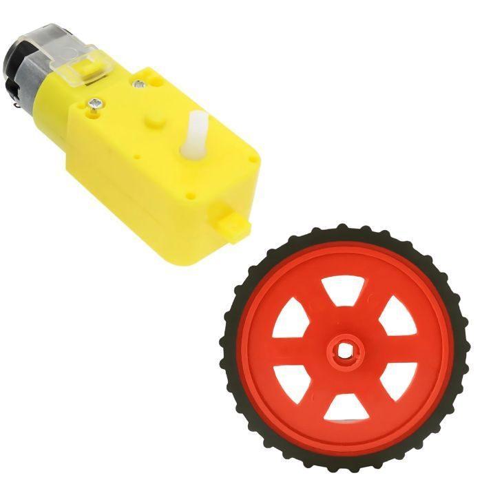 Iotcart SES-P-1706 300 RPM Single Shaft BO Motor with Wheel (4 Sets) - DIY Robot Car