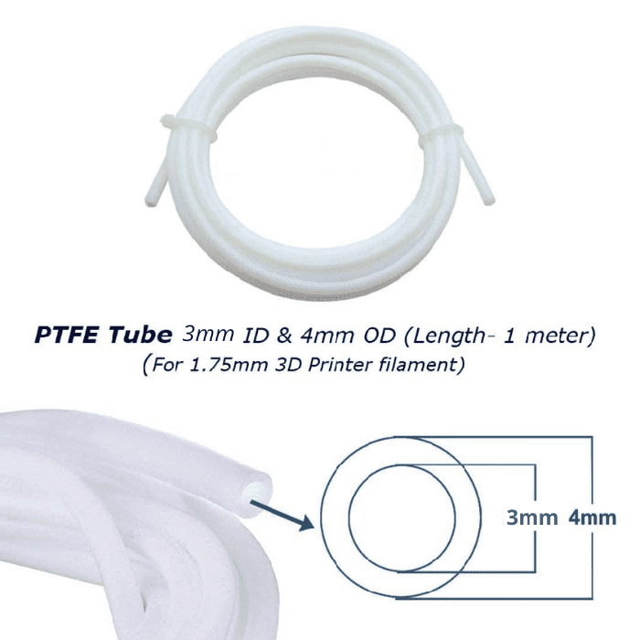 PTFE 3x4mm White Teflon Tube for 3mm 3D Printer Filament - 1 Meter (3mm ID X 4mm OD)