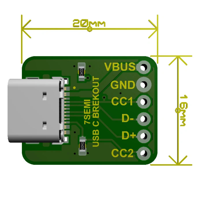 USB Type-C Connector Breakout (Female) - 7Semi
