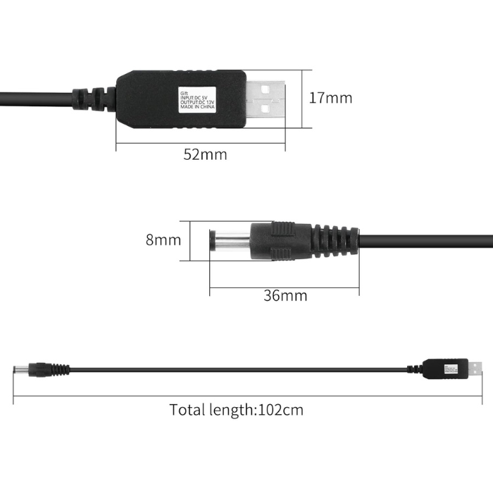Iotcart SES-P-1790 5V to 12V USB Booster Cable for Routers & LEDs